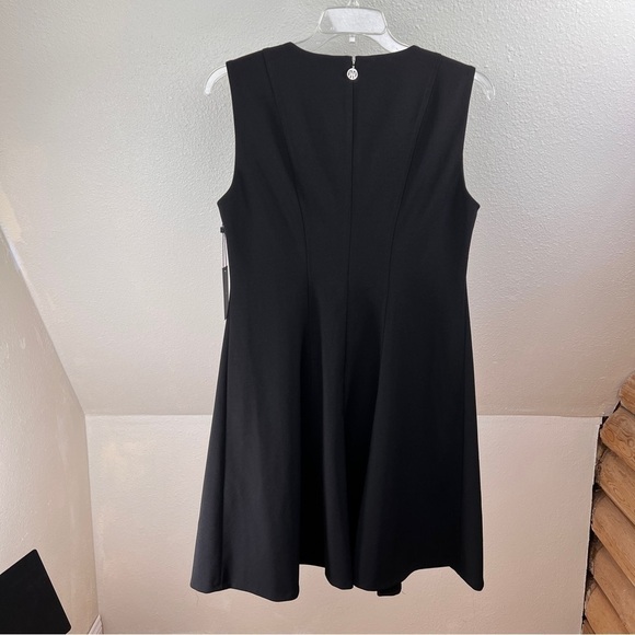 TOMMY HILFIGER Navy Fitted Dress with Flare Skirt. Invisible Zipper w/Logo Pull - Picture 6 of 6